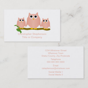 Pink Owls Design Visitenkarte