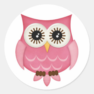 Pink Owls Runder Aufkleber