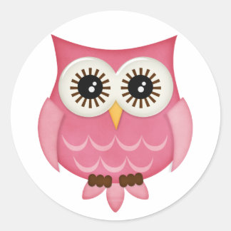 Pink Owls Runder Aufkleber