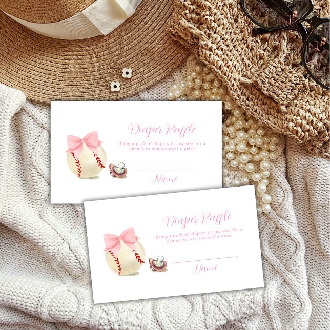 Pink Pacifier Baseball Diaper Raffle Baby Shower Begleitkarte (Pink Pacifier Baseball Diaper Raffle Baby Shower Enclosure Card)