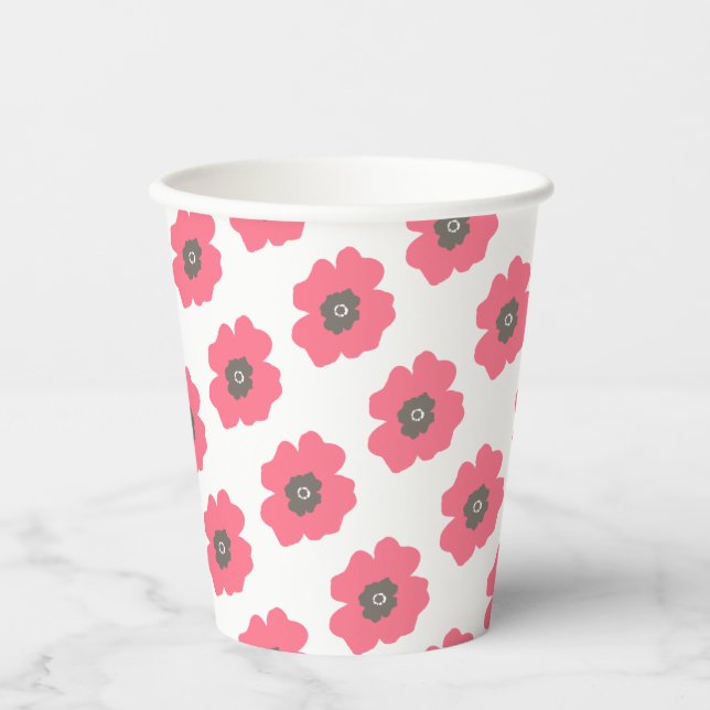 Pink Paint Whimsical Blume Paper Cup Pappbecher (Vorderseite)