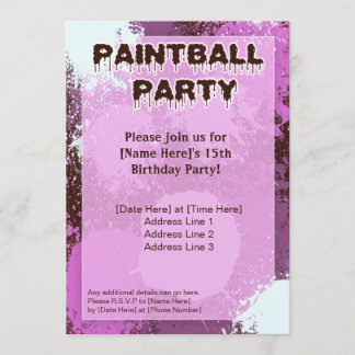 Pink Paintball Party Einladung