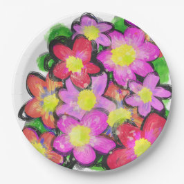 Pink Painted Blume Pappteller