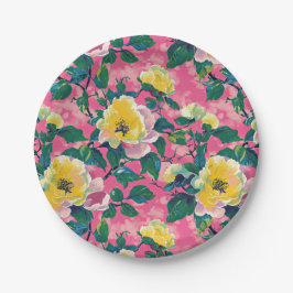 Pink Painted Chinoiserie Floral Pappteller