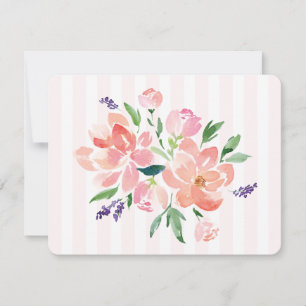 Pink Painted Peony Striped Mitteilungskarte