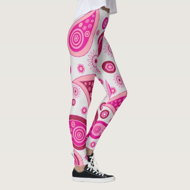 PINK PAISLEY BOHEMISCH YOGA PANS LEGGINGS (Rechts)