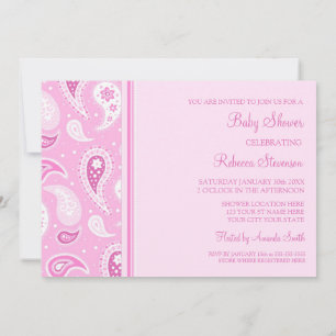 Pink Paisley Custom Babwer Shower Invitations