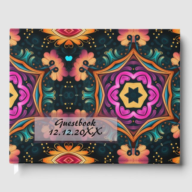 Pink Paisley Floral Gästebuch (Vorderseite)