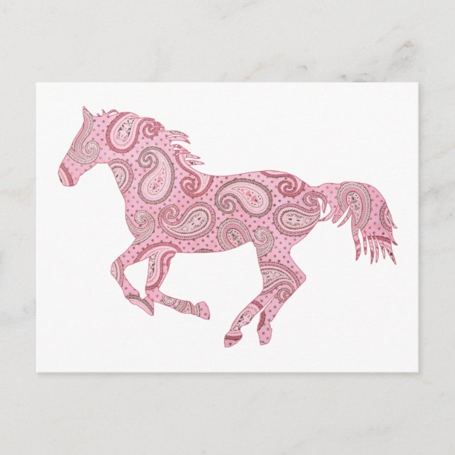 Pink Paisley Horse Postkarte (Vorderseite)