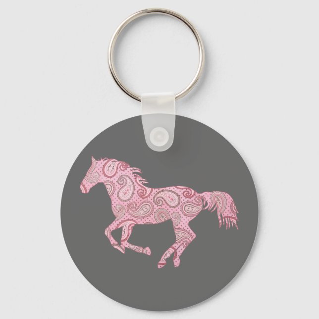 Pink Paisley Horse Schlüsselanhänger (Vorderseite)