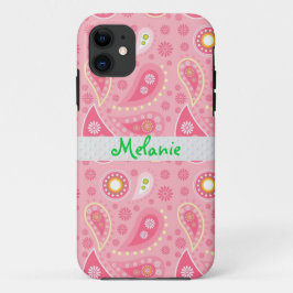 Pink Paisley iPhone Monogram Custom Case-Mate iPhone Hülle