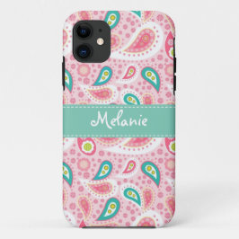 Pink Paisley iPhone Monogram Custom Case-Mate iPhone Hülle
