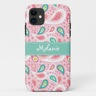 Pink Paisley iPhone Monogram Custom Case-Mate iPhone Hülle
