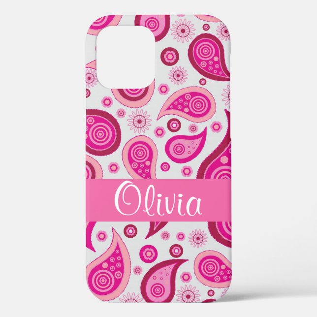 Pink Paisley Name Girly Case-Mate iPhone Hülle (Rückseite)