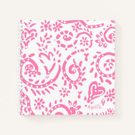 Pink Paisley "Pip" 8.5" x 8.5" SpiralNotebook Notizbuch