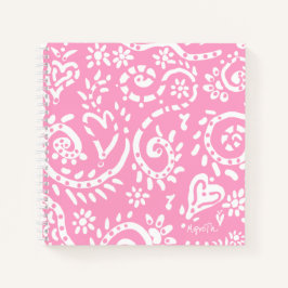 Pink Paisley "Pip" 8.5" x 8.5" SpiralNotebook Notizbuch