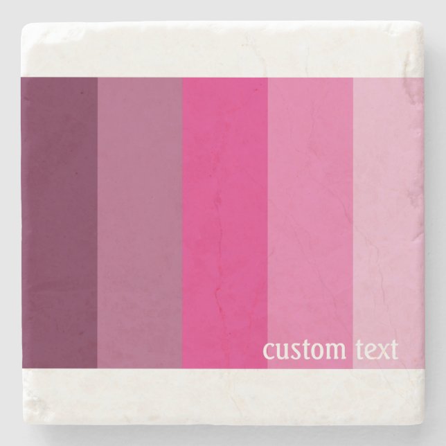 PINK PALETTE FARBE SHADE SOLID STRIPES CUSTOM TEXT STEINUNTERSETZER (Vorderseite)