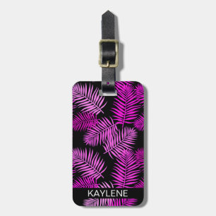 Pink Palm Blätter Personalisiert Gepäckmarke Gepäckanhänger