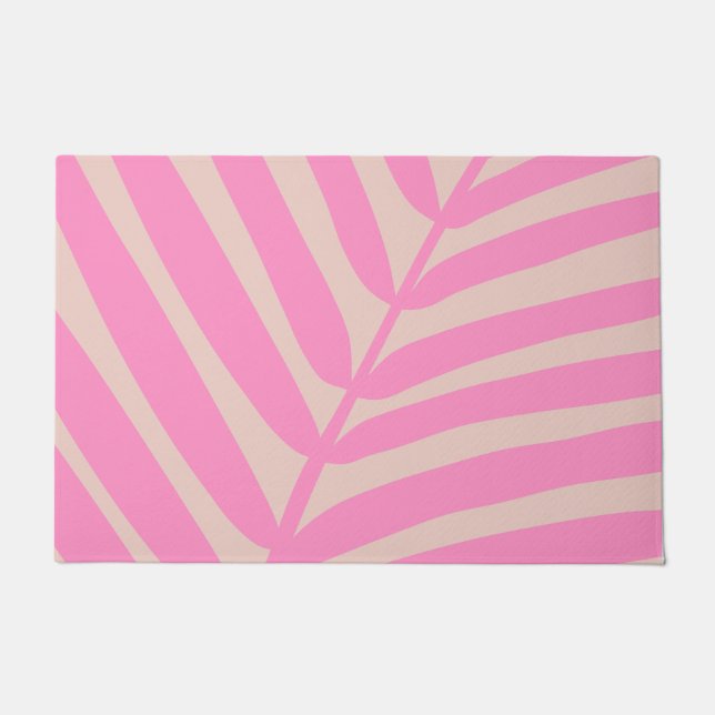Pink Palm Leaf Fußmatte (Vorderseite)