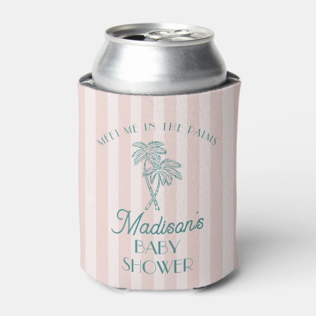 Pink Palm Spring Pastel Beach Baby Dusche Dosenkühler (Kanne Vorderseite)