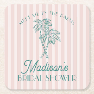 Pink Palm Spring Pastell Beach Brautparty Rechteckiger Pappuntersetzer