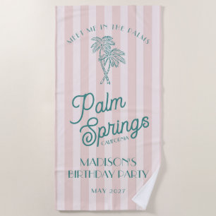 Pink Palm Spring Pastell Beach Geburtstagsparty Strandtuch