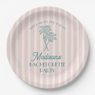 Pink Palm Spring Pastell Beach Junggeselinnen-Absc Pappteller