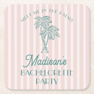 Pink Palm Spring Pastell Beach Junggeselinnen-Absc Rechteckiger Pappuntersetzer