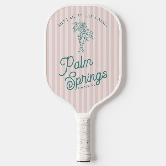 Pink Palm Spring Pastell Beach Party Pickleball Schläger (Vorderseite)