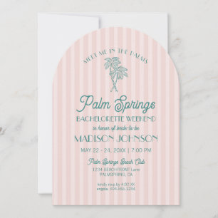 Pink Palm Springs Pastel Beach Bachelorette Weeken Einladung