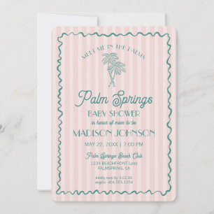 Pink Palm Springs Pastel Beach Cabana Babydusche Einladung