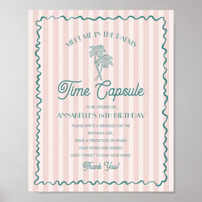 Pink Palm Springs Pastel Beach Time Kapsel Poster (Vorne)