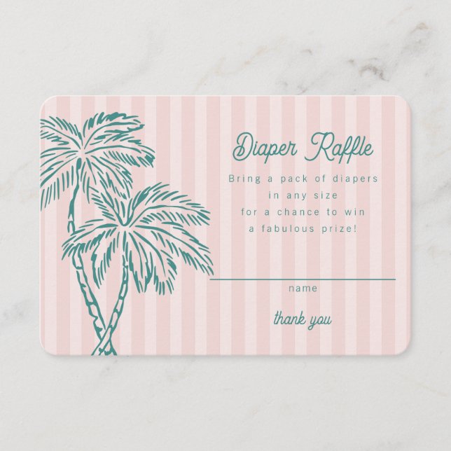 Pink Palm Springs Pastel Diaper Raffel Beilage Begleitkarte (Vorderseite)