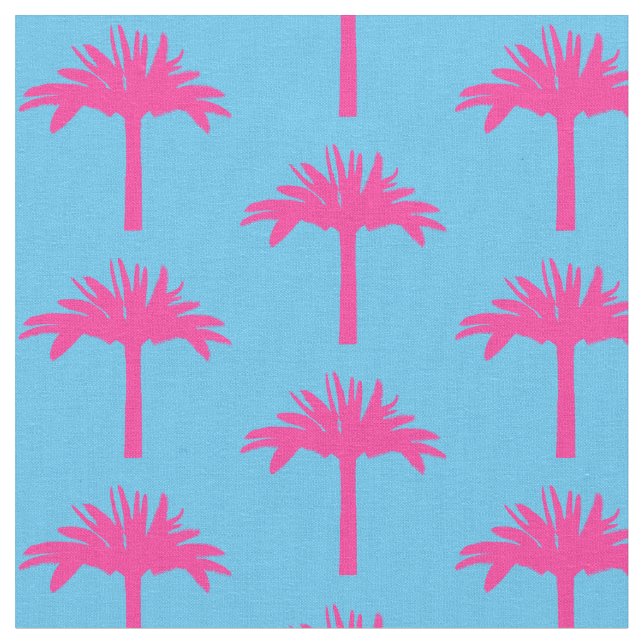 Pink Palm Tree Fabric Stoff (Nahaufnahme)