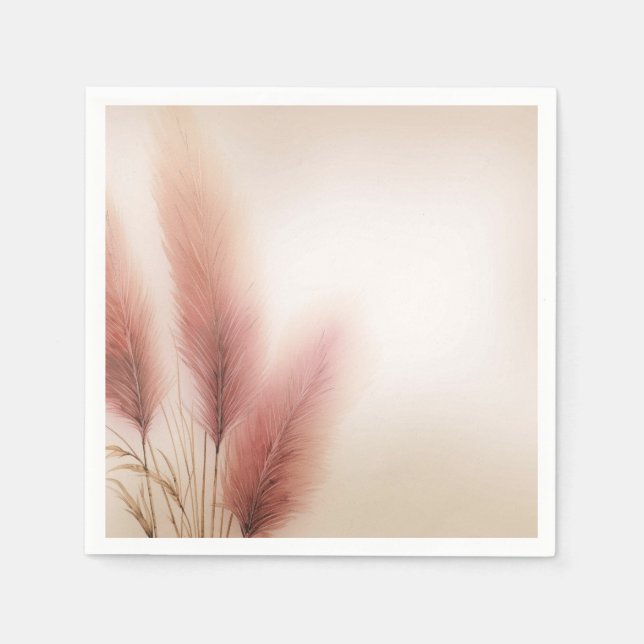 Pink Pampas Grass Bohemisch Boho Hochzeit Serviette (Vorderseite)