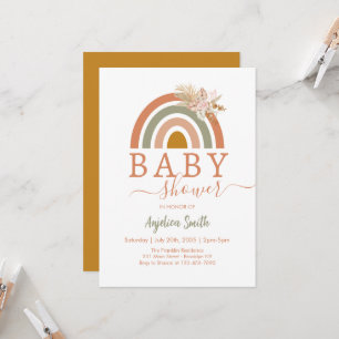 Pink Pampas Grass Boho Rainbow Baby Dusche Einladung