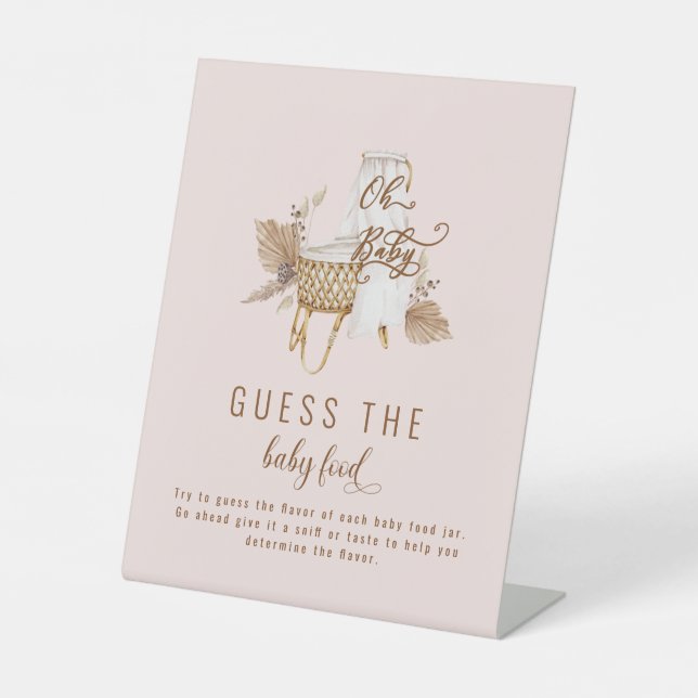 Pink Pampas Grass Guess's Baby Food Sign Sockelschild (Vorderseite)