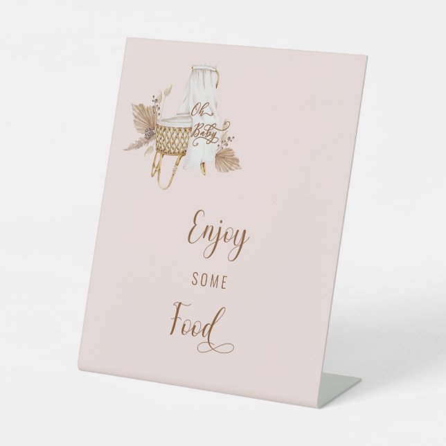 Pink Pampas Grass Oh Baby Food Sockelschild (Vorderseite)