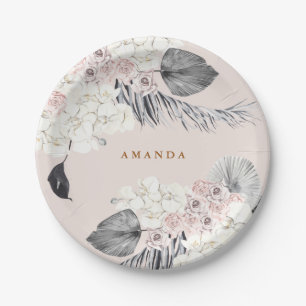 Pink Pampas Grass Polterabend Party Pappteller