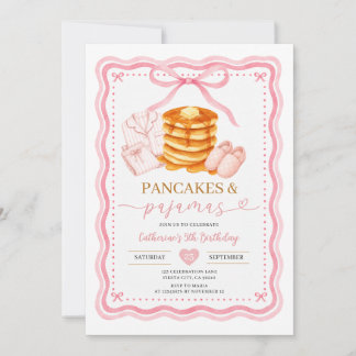 Pink Pancakes and Pajamas Girls Girl Birthday Einladung