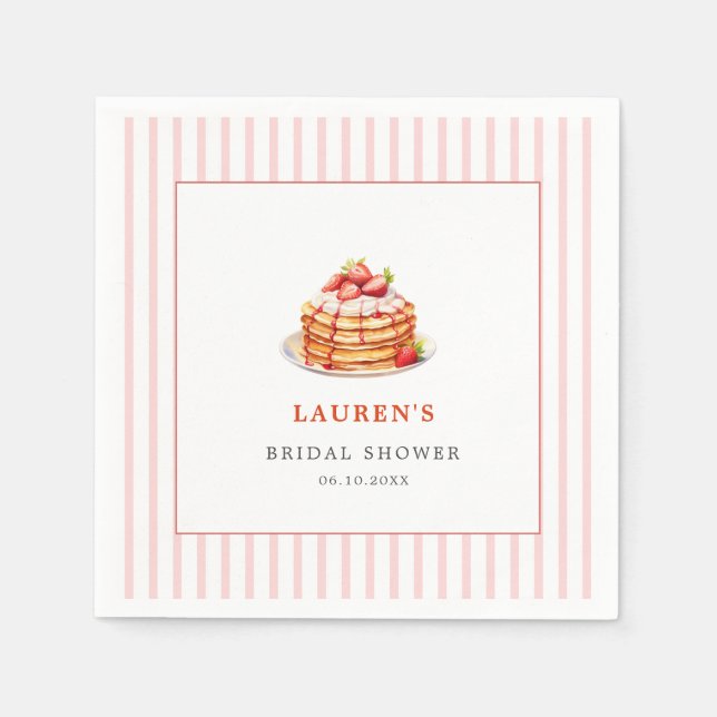 Pink Pancakes und Berries Bridal Brunch Serviette (Vorderseite)