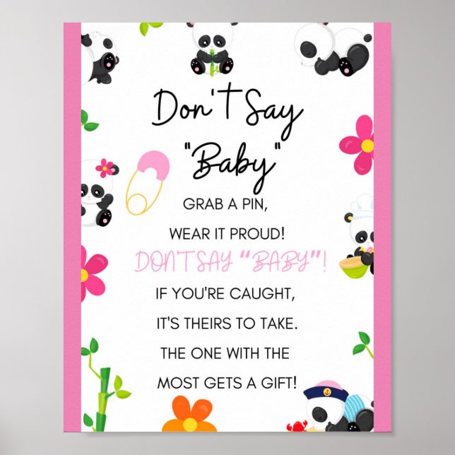 Pink Panda Baby Duschgel Spielzeichen Poster (Vorne)