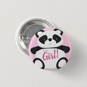 Pink Panda Bear Baby Dusche Button