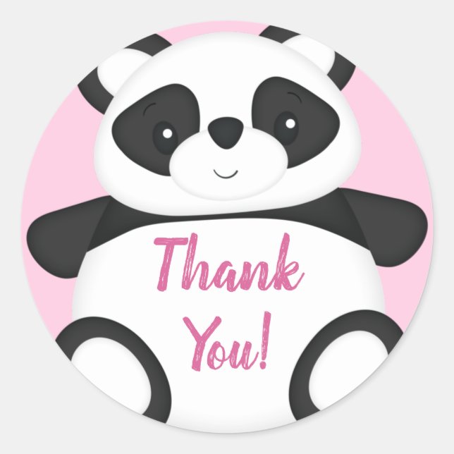 Pink Panda Bear Baby Dusche Runder Aufkleber (Vorderseite)