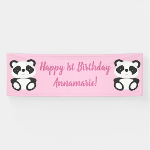 Pink Panda Bear Geburtstagsparty Banner