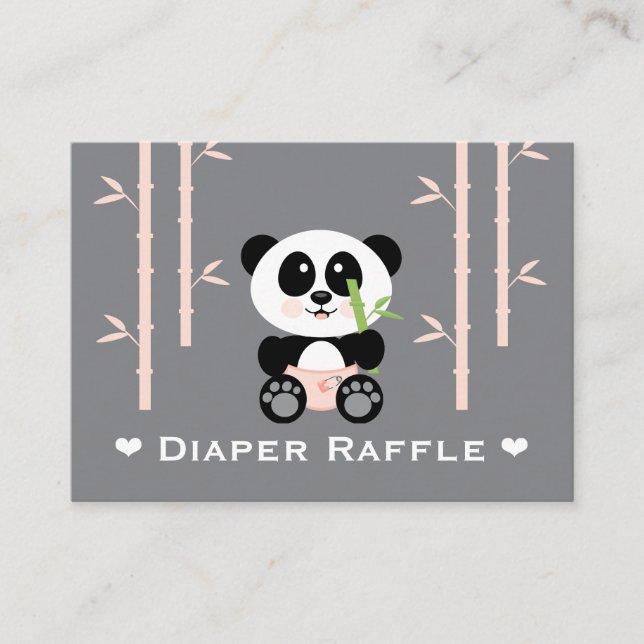 Pink Panda Diaper Raffelkarten Begleitkarte (Vorderseite)