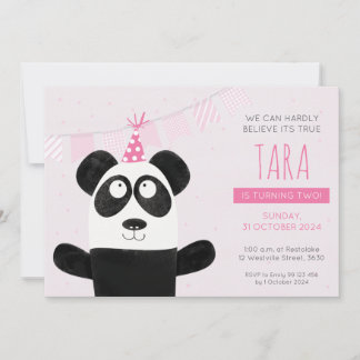 Pink Panda Einladung zum Geburtstag
