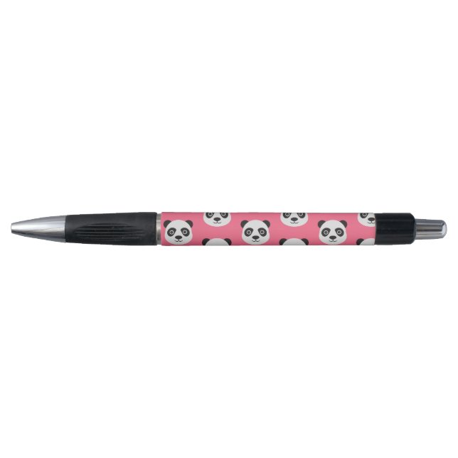 Pink Panda Face Black and White Kugelschreiber (Vorderseite)