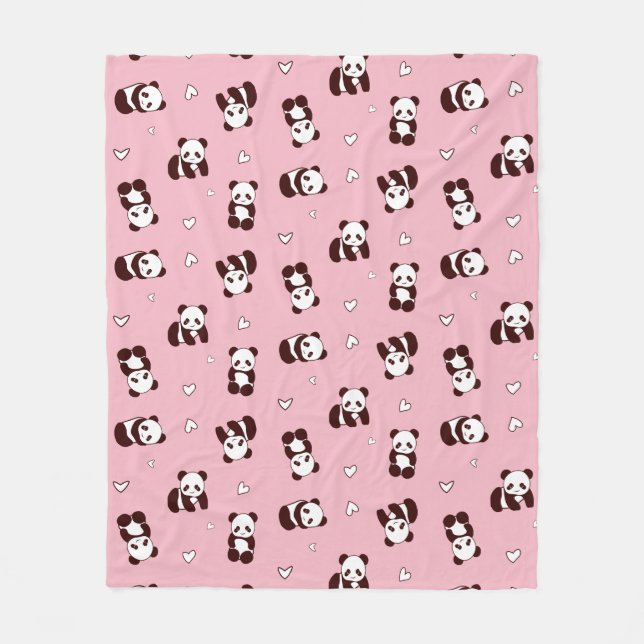 Pink Panda Herz Fleece Blanket (Vorderseite)