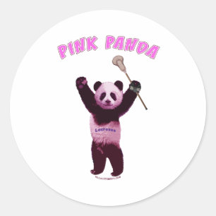 Pink Panda Lacrosse Runder Aufkleber
